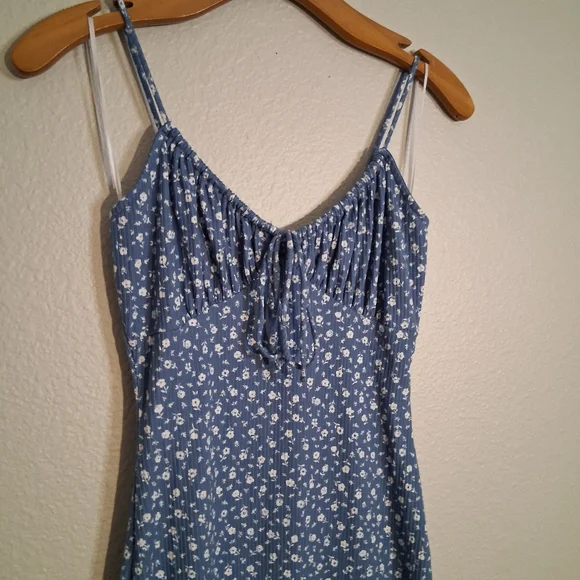 Blue Floral Mini Dress Juniors Medium - Picture 2 of 3
